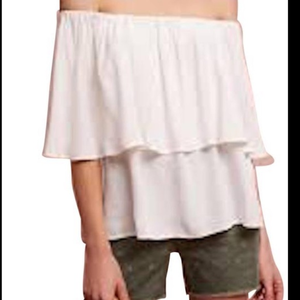 Anthropologie Holding Horses white strapless‎ ruffle rayon top size small